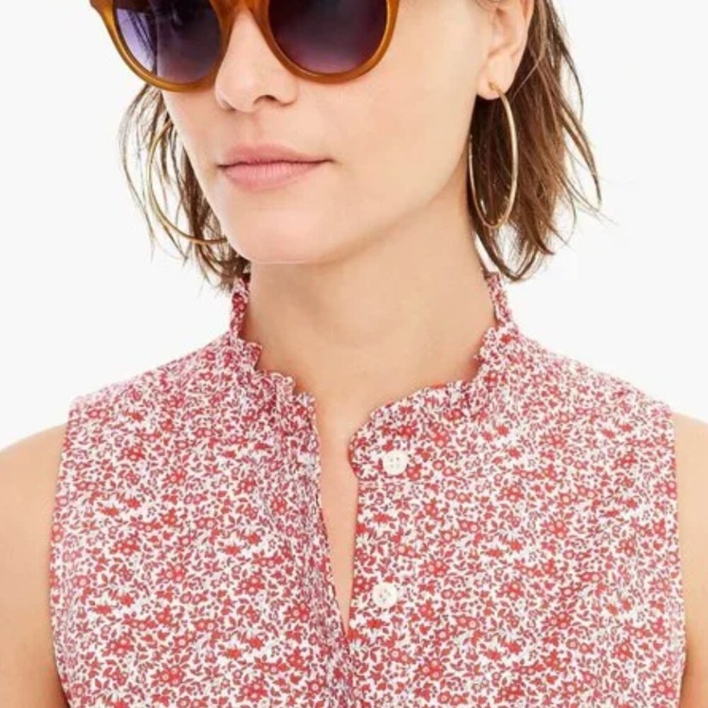 J.Crew Sleeveless Ruffle-Neck Midi in Liberty® Chamomile Floral Dress - Size 4 - Picture 5 of 8
